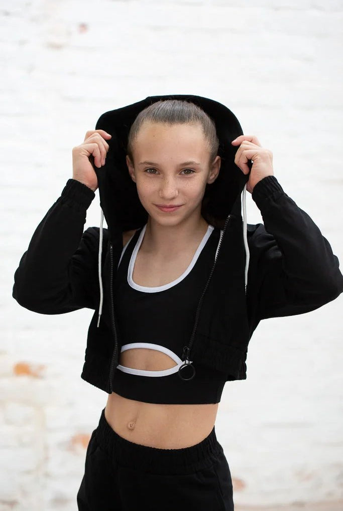 Ebony Black Sports Crop Jacket
