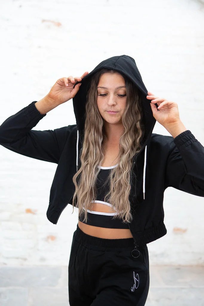 Ebony Black Sports Crop Jacket