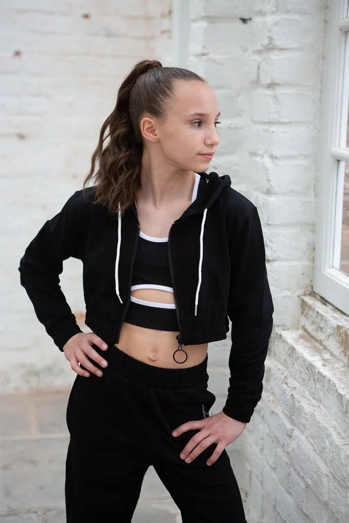Ebony Black Sports Crop Jacket