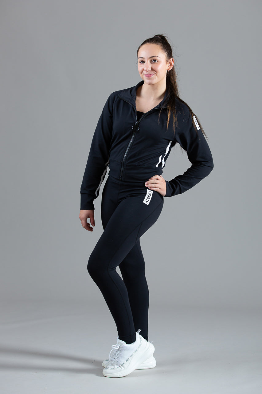 Lycra Tracksuit Jacket - Ebony Black